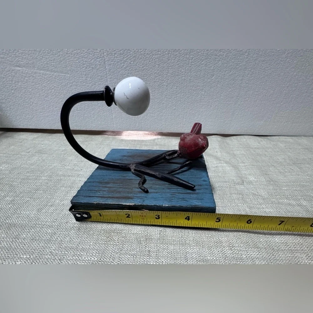 Rustic Bird Wall Hooks - Blue and Red
